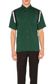 Lanvin Open Collar Short Sleeve Shirt In Green