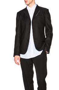 Yohji Yamamoto Stretch Twill Peak Lapel Blazer In Black