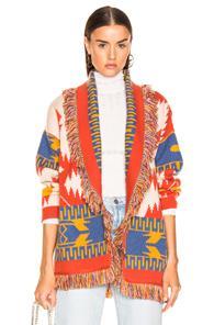 Alanui Icon Jacquard Cardigan In Abstract,orange,white