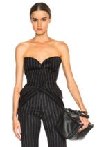 Maison Margiela Pinstripe Wool Angora Bustier In Black,stripes