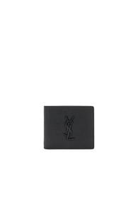 Saint Laurent Croc Embossed Billfold Wallet In Black