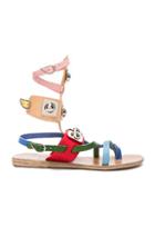 Ancient Greek Sandals X Peter Pilotto Leather Low Gladiator Sandals In Neutrals,red,blue
