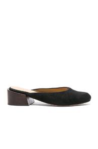 Mari Giudicelli Suede Leblon Mules In Black