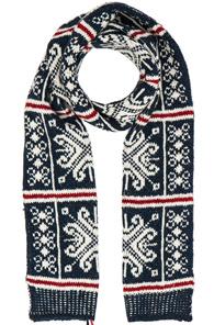Thom Browne Norwegian Fair Isle Scarf In Blue,abstract,stripes
