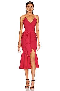 Patbo Bo Ruffle Midi Dress In Pink