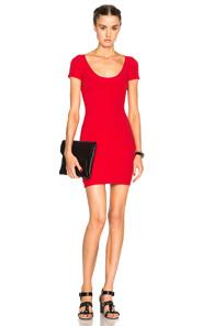 T By Alexander Wang Rib Scoopneck Dress In Red