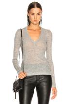 T By Alexander Wang Wooly Rib Deep V Neck Top In Gray