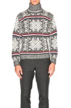 Thom Browne Norwegian Fair Isle Turtleneck In Gray,stripes,abstract