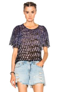 Raquel Allegra Petal Sleeve Top In Blue,ombre & Tie Dye