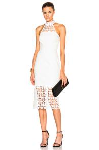 Nicholas Mosaic Lace Halter Dress In White