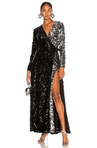 We Are Leone Contrast Sequin Wrap Dress In Multi