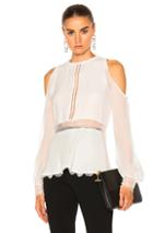 Jonathan Simkhai Silk Lace Cold Shoulder Top In White