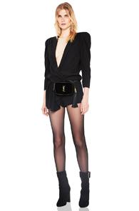 Saint Laurent Draped Front Romper In Black