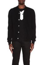 Comme Des Garcons Play Lambswool Cardigan With Small Red Emblem Sleeve In Black
