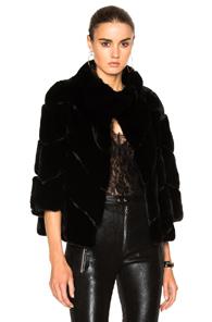 Yves Salomon Rex Rabbit Fur Jacket In Black