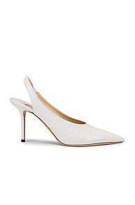 Jimmy Choo Croc Embossed Ivy 85 Heel In White