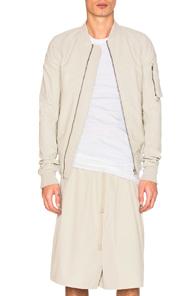 Rick Owens Raglan Leather Bomber Jacket In Neutrals,white
