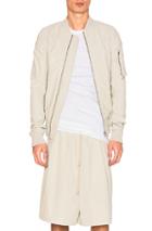 Rick Owens Raglan Leather Bomber Jacket In Neutrals,white