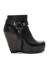 Rick Owens Harness Zip Leather Wedge Boots In Black