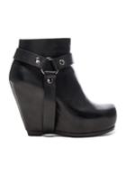 Rick Owens Harness Zip Leather Wedge Boots In Black
