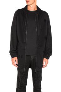 Unravel Destroyed Terry Zip Hoodie In Black