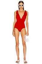 Adriana Degreas X Cult Gaia Ribbing V Neck Swimsuit In Red