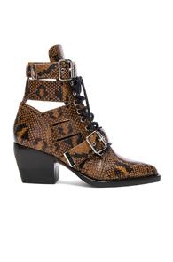 Chloe Rylee Python Print Leather Lace Up Buckle Boots In Brown,animal Print