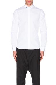 Givenchy Button Down Shirt With Silver Collar Stands In White