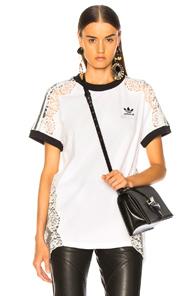 Stella Mccartney X Adidas Lace Trim Tee In Black,stripes,white