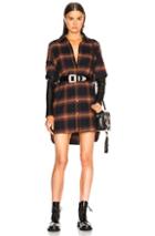 Adaptation Double Sleeve Shirt Dress In Checkered & Plaid,red