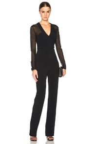 Cushnie Et Ochs Stretch Cady & Chiffon Jumpsuit In Black
