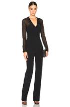 Cushnie Et Ochs Stretch Cady & Chiffon Jumpsuit In Black
