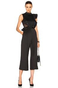 Self-portrait Beaded Sequin Jumpsuit In Black