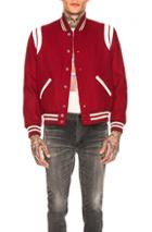 Saint Laurent Teddy Varsity Jacket In Red