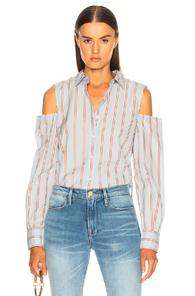 Frame Shoulderless Top In Blue,stripes