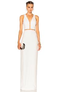 Alexander Wang V Neck Suspended Fishline Dress In White