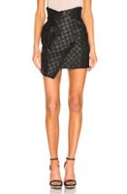Redemption Asymmetric Check Skirt In Black,metallic