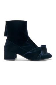 No. 21 Tie Velvet Boots In Blue