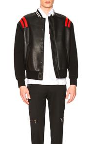 Neil Barrett Varsity Jacket In Black,red