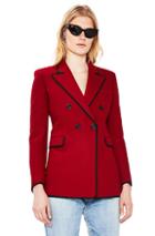 Saint Laurent Contrast Trim Double Breasted Blazer In Red