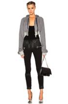 Unravel Cropped Cashmere Oversize Sleeve Hoodie In Gray