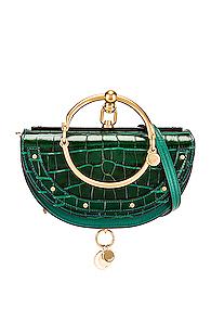 Chloe Small Nile Embossed Minaudiere In Green