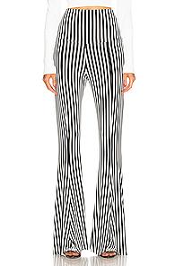 Norma Kamali Fishtail Pant In Black,stripes,white