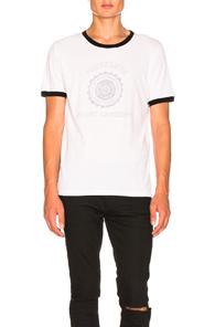 Saint Laurent Contrast Collar University Tee In White