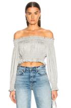 Norma Kamali Cropped Peasant Top In Gray