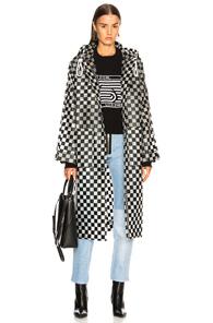 Proenza Schouler Pswl Checkerboard Anorak Raincoat In Black,checkered & Plaid,white
