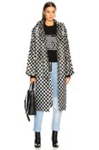 Proenza Schouler Pswl Checkerboard Anorak Raincoat In Black,checkered & Plaid,white
