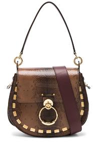 Chloe Medium Tess Printed Watersnake Shoulder Bag In Brown,animal Print