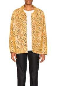 Martine Rose Oversized Leather Jacket In Animal Print,yellow