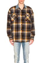 Fear Of God Denim Collared Oversized Flannel In Blue,checkered & Plaid,brown